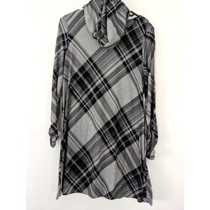 R&K Womens Gray Black Plaid Soft Long Sleeve Dress Scarf Set Size XL‎ Pullover